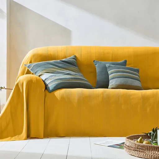 Jednofarebná ručne tkaná bavlnená prikrývka alebo obliečka na vankúš