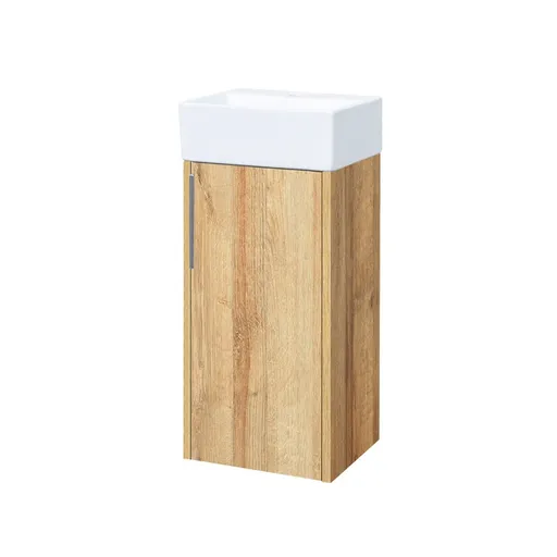 Mereo Vigo, kúpeľňová skrinka s keramickým umývadlom, 33 cm, dub Riviera CN351