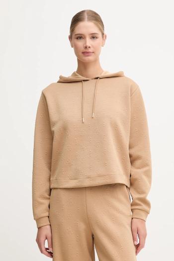 Mikina Guess PEONY béžová farba, s kapucňou, jednofarebná, V5YQ04 KBSL2