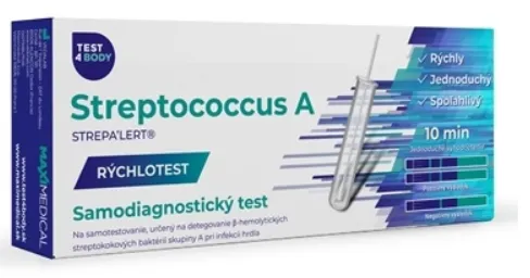MAXIMEDICAL Rýchlotest Streptococcus A samodiagnostický test steru zo sliznice hrdla 1 set