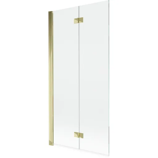MEXEN - MIST vaňová zástena 90x150 cm 6mm 2-s, zlatá, číra, ľavá 8A9-090-002-50-00-L