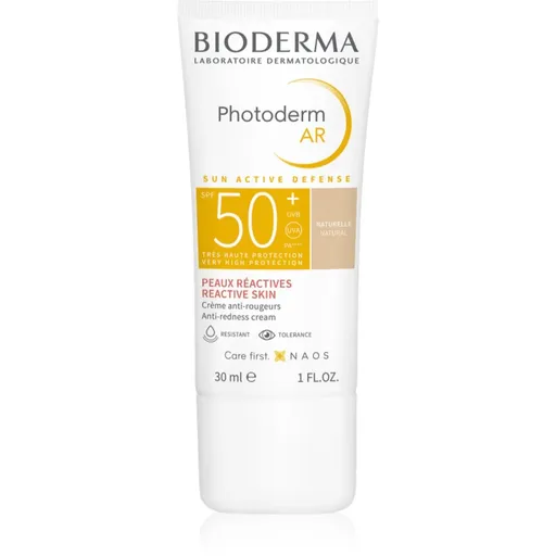 Bioderma Photoderm AR tónovací ochranný krém pre veľmi citlivú pleť so sklonom k začervenaniu SPF 50+ odtieň Natural 30 ml