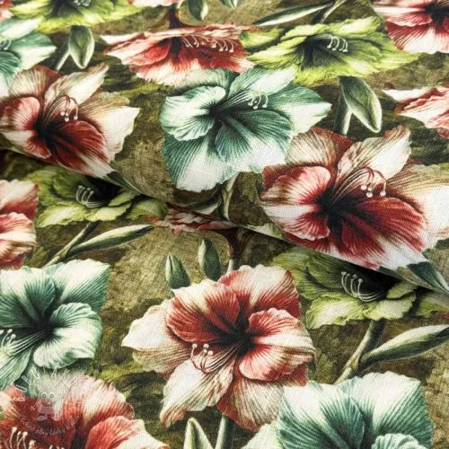 Viskóza s ľanom Azalea design C digital print