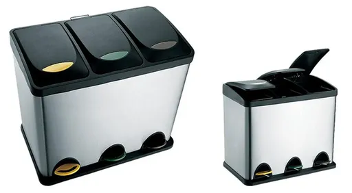 Nerezový nášľapný odpadkový kôš na triedený odpad TORO 24l