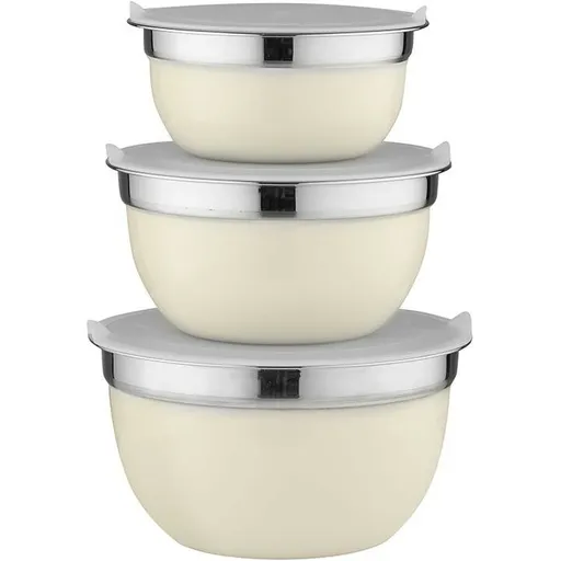 Florina Súprava 3 nehrdz. misiek s vekami, krémová