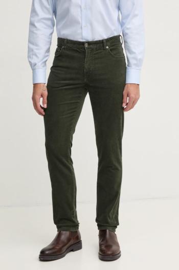 Menčestrové nohavice Tommy Hilfiger zelená farba, rovné, MW0MW36696