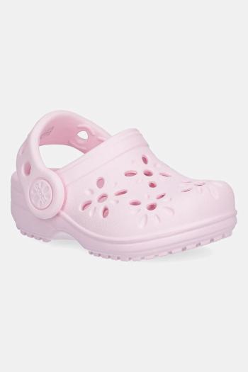 Šľapky Crocs CLASSIC FLORAL CUT OUT CLOG KIDS ružová farba, 210944