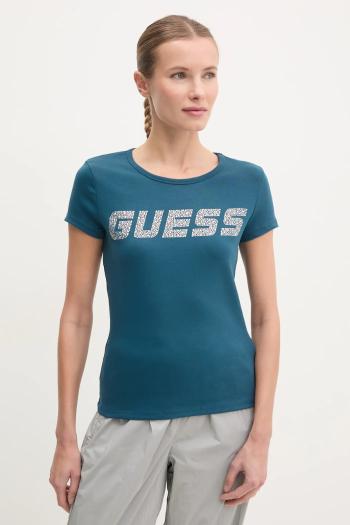 Tričko Guess KIARA dámske, tyrkysová farba, V4BI16 KCIV1