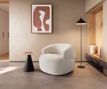 Lounge Jedálenská stolička Nova 88x88 cm bouclé krémovo-biela