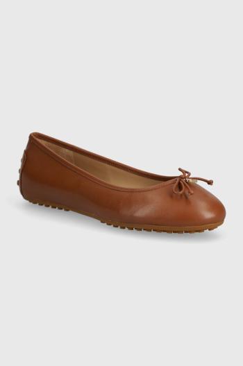 Kožené balerínky Lauren Ralph Lauren Jayna hnedá farba, 802927941004