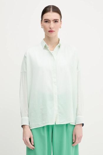 Košeľa Pepe Jeans zelená farba, voľný strih, s klasickým golierom, PL305100