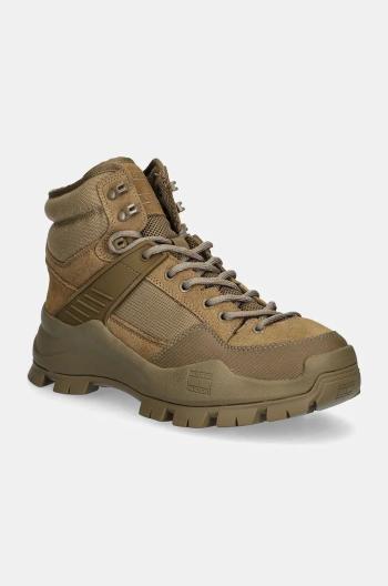 Členkové topánky Tommy Jeans TJM URBAN HIBRYD BOOT pánske, zelená farba, EM0EM01489