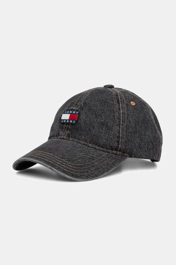 Džínsová šiltovka Tommy Jeans čierna farba, AM0AM13567
