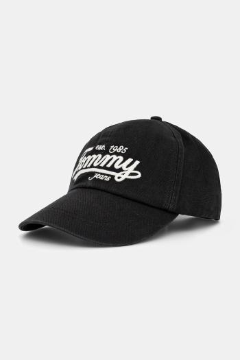 Bavlnená šiltovka Tommy Jeans čierna farba, AM0AM13550