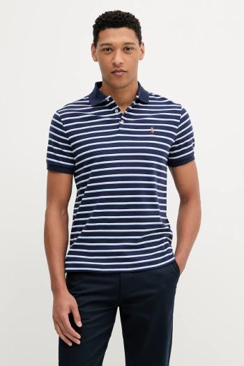 Bavlnené polo tričko Polo Ralph Lauren tmavomodrá farba, vzorovaná, 710974586