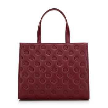 Dámska kožená crossbody kabelka s razením svetlobéžová 99-4E-302-9