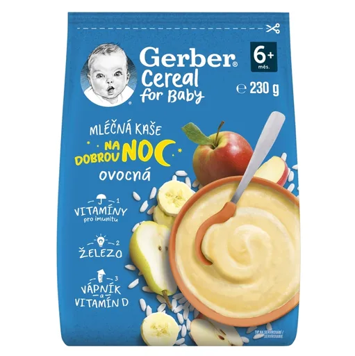GERBER Cereal mliečna kaša ovocná na dobrú noc 6m+ 230 g