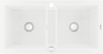 MEXEN MEXEN - Mario granitový drez dve mísy 820x436 mm, biela 6504822000-20