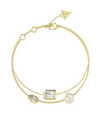 Guess Dvojitý pozlátený náramok so zirkónmi 4G Light JUBB05237JWYG 18,5 cm