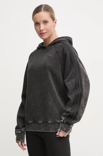 Mikina adidas Originals Wash Hoodie dámska, šedá farba, s kapucňou, vzorovaná, IW3415