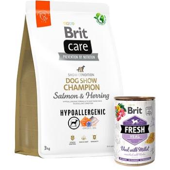 Brit Care Dog Hypoallergenic s lososom a sleďom Dog Show Champion 3 kg + Brit Fresh Veal with millet (KRMP1290bun)