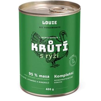 LOUIE Kompletné krmivo - morčacie (95 %) s ryžou (5 %) 400 g (8595174345870)