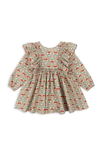 Dievčenské bavlnené šaty Konges Sløjd EVIA LS BOW DRESS GOTS béžová farba, mini, áčkový strih, KS101964