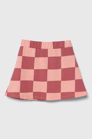 Dievčenská bavlnená sukňa United Colors of Benetton ružová farba, mini, áčkový strih