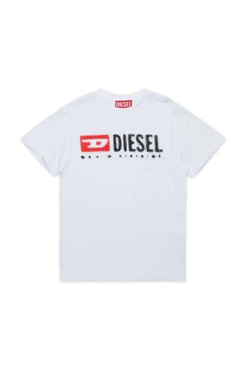 Detské bavlnené tričko Diesel TADJUSTK14 T-SHIRT biela farba, s potlačou, J02475