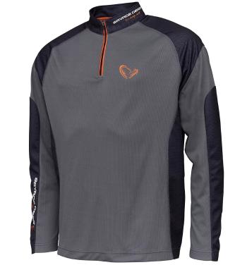 Savage gear tričko tournament shirt 1/2 zip sedona grey - l