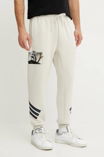 Tepláky adidas x Mandalorian pánske, béžová farba, s potlačou, JI5723