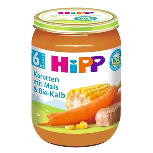 HIPP Mrkva s kukuricou a teľacím mäsom BIO 190 g