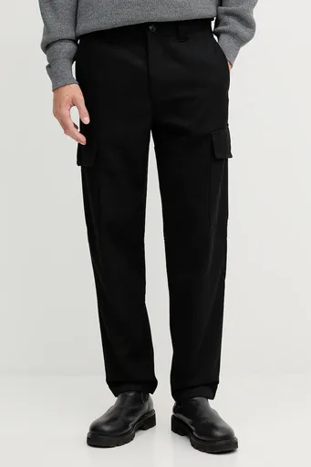 Nohavice s prímesou vlny BOSS Orange Sisla-R-Cargo-2