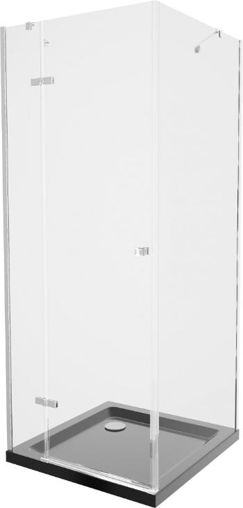 MEXEN/S - Roma sprchovací kút 90x90, transparent, chróm + čierna vanička so sifónom 854-090-090-01-00-4070