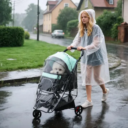 PawHut Kočárek pro psy do 10 kg a 35 cm s pláštěnkou, tyrkosovočerný