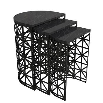 Skladací stôl Stil Black Marble, 3 ks
