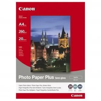 Canon Photo Paper Plus Semi-Glossy SG-201 1686B021, 260 g/m2, A4, 20ks, pololesklý, saténový, biely, foto papier