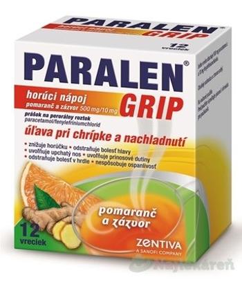 Paralen Grip horúci nápoj pomaranč a zázvor 500 mg/10 mg plo.por.12 x 500 mg/10 mg