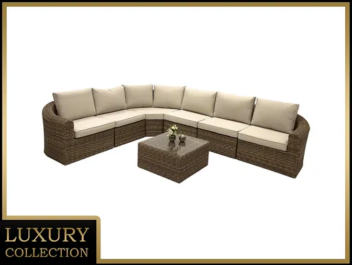 DEOKORK Ratanová modulová zostava rohová BORNEO LUXURY pre 6 osôb (hnedá)