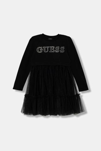 Dievčenské šaty Guess čierna farba, mini, áčkový strih, J5YK03 KAUH0