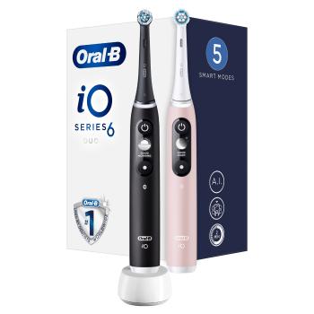 Oral B Elektrická zubná kefka iO6 Series Duo Pack Black/ Pink Sand Extra Handle 2 ks