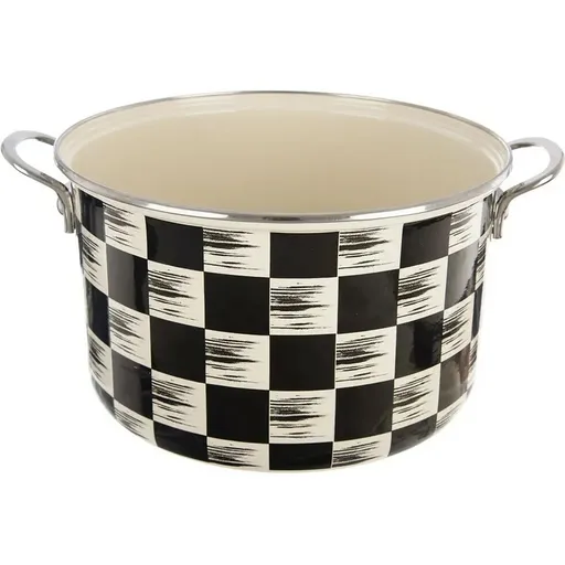 Hrniec smalt ŠACHOVNICA Lem 6,5 l , pr. 26 cm