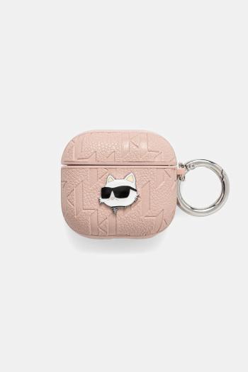 Puzdro na airpods Karl Lagerfeld 4 ružová farba, KLA4PGCHPP