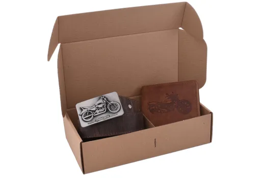 Elegantný darčekový set motorkár - pánska peňaženka 2911908 a pánsky opasok 747