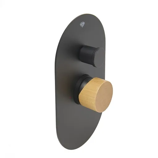 Sprchová a vaňová batéria SAT Fusion vrátane podomietkového telesa páka svetlé drevo SATBSFU215DSC