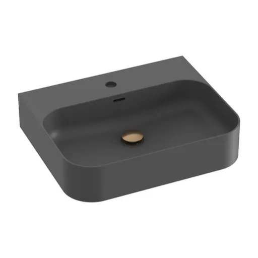 Umývadlo Ravak Ceramic Slim 55,3x45,2 cm antracit otvor pre batériu uprostred XJX03155005