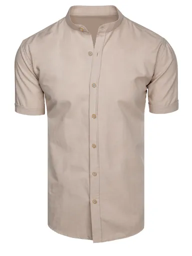 Pánska košeľa s krátkym rukávom béžová Dstreet KX1050