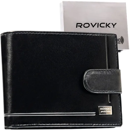 Pánska peňaženka z pravej kože v čiernej farbe so zapínaním na patentku - Rovicky