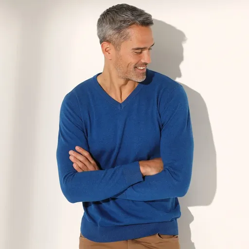 Pulóver s výstrihom do V a dlhými rukávmi