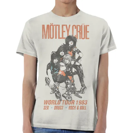 Motley Crue tričko World Tour Vintage Biela XXL